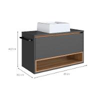 Gabinete de Banheiro com Cuba Viseu 1 PT Grafite e Mel - 3