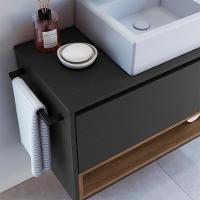 Gabinete de Banheiro com Cuba Viseu 1 PT Grafite e Mel - 6