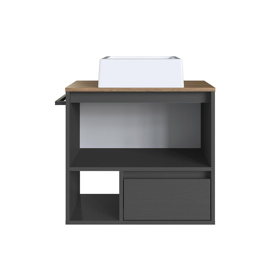 Gabinete de Banheiro com Cuba Vigo 1 PT 1 GV Grafite e Mel - 6