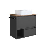 Gabinete de Banheiro com Cuba Vigo 1 PT 1 GV Grafite e Mel - 1