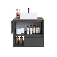 Gabinete de Banheiro com Cuba Vigo 1 PT 1 GV Grafite e Mel - 2