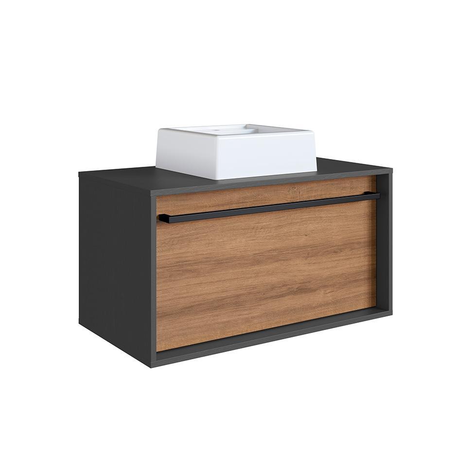 Gabinete de Banheiro com Cuba Estella 1 GV Mel e Grafite - 1