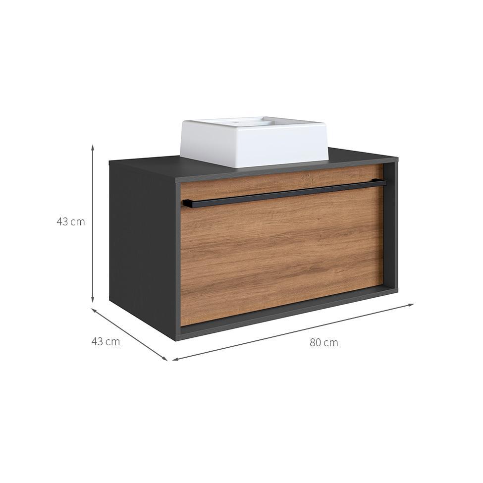 Gabinete de Banheiro com Cuba Estella 1 GV Mel e Grafite - 3