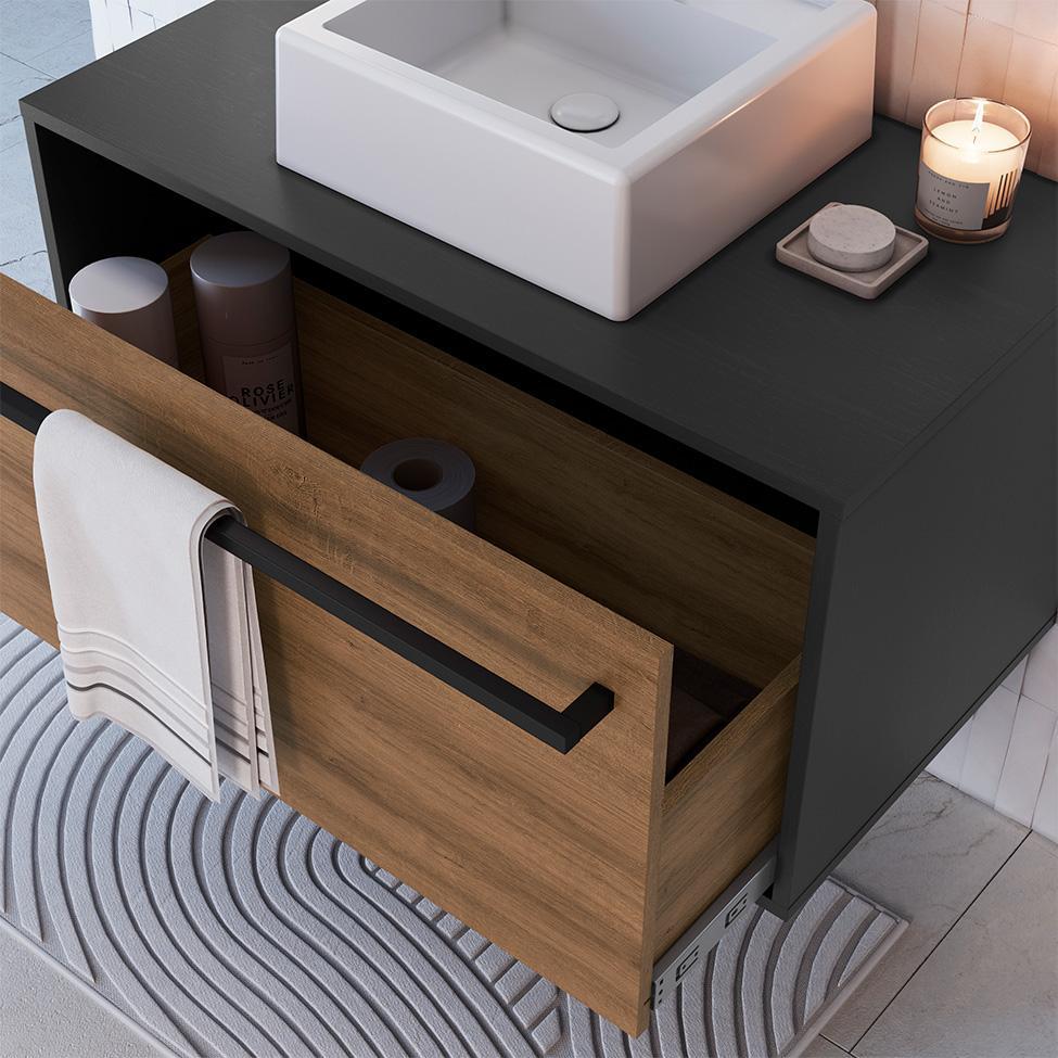 Gabinete de Banheiro com Cuba Estella 1 GV Mel e Grafite - 5