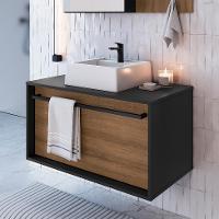 Gabinete de Banheiro com Cuba Estella 1 GV Mel e Grafite - 2