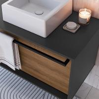 Gabinete de Banheiro com Cuba Estella 1 GV Mel e Grafite