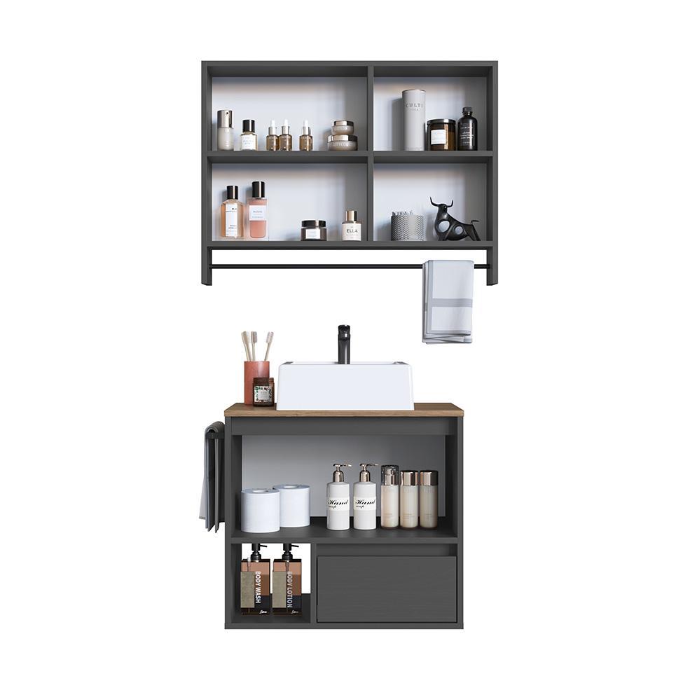 Conjunto para Banheiro com Cuba Vigo 2 PT 1 GV Grafite e Mel - 4