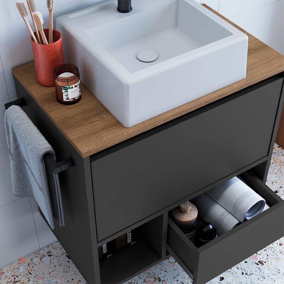 Conjunto para Banheiro com Cuba Vigo 2 PT 1 GV Grafite e Mel - 7