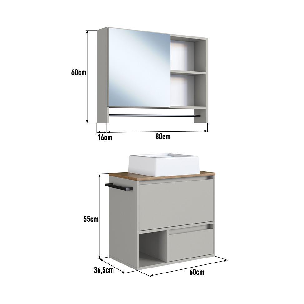 Conjunto para Banheiro com Cuba Vigo 2 PT 1 GV Arenas e Mel - 3