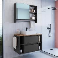 Conjunto para Banheiro com Cuba Sierra 2 PT 1 GV Grafite e Mel - 1