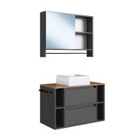 Conjunto para Banheiro com Cuba Sierra 2 PT 1 GV Grafite e Mel