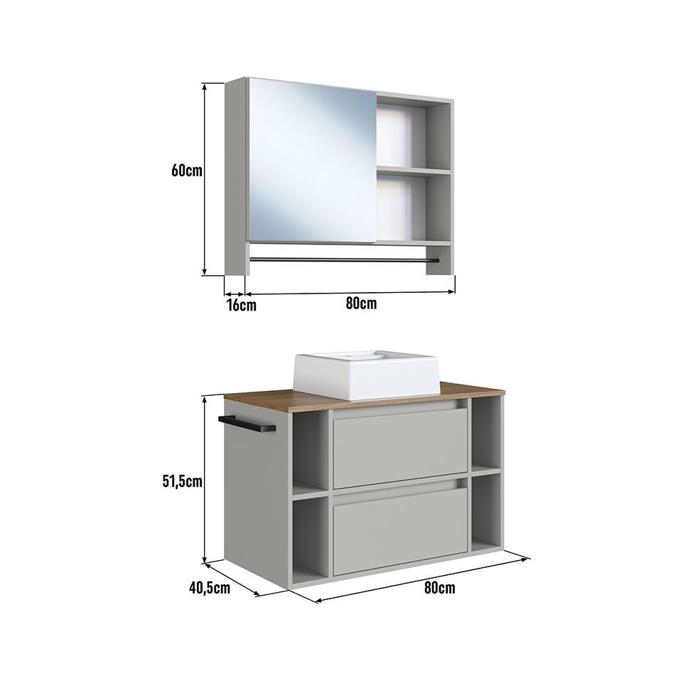 Conjunto para Banheiro com Cuba Sierra 2 PT 1 GV Arenas e Mel - 3