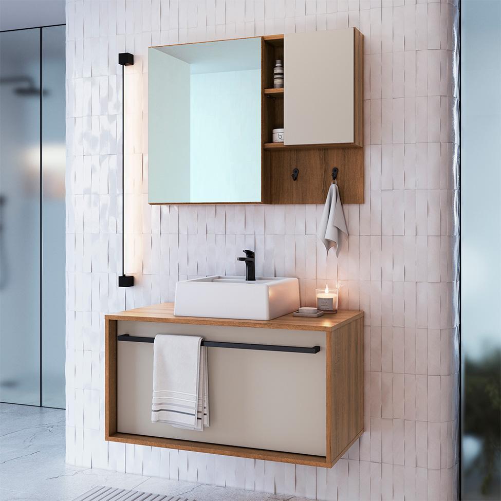 Conjunto para Banheiro com Cuba Estella 2 PT 1 GV Mel e Arenas - 1