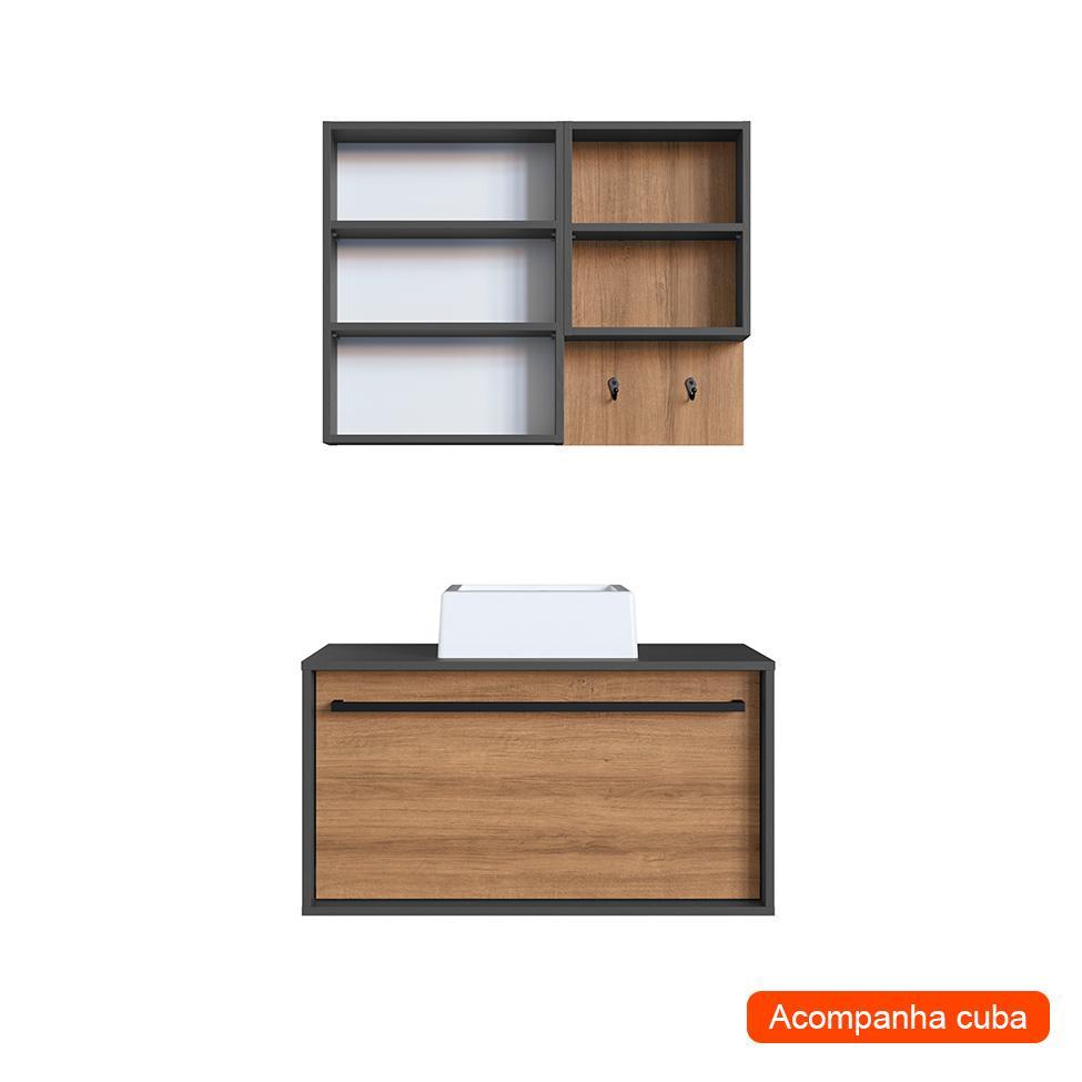 Conjunto para Banheiro com Cuba Estella 2 PT 1 GV Mel e Grafite - 2