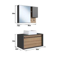 Conjunto para Banheiro com Cuba Estella 2 PT 1 GV Mel e Grafite - 3