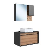 Conjunto para Banheiro com Cuba Estella 2 PT 1 GV Mel e Grafite - 5