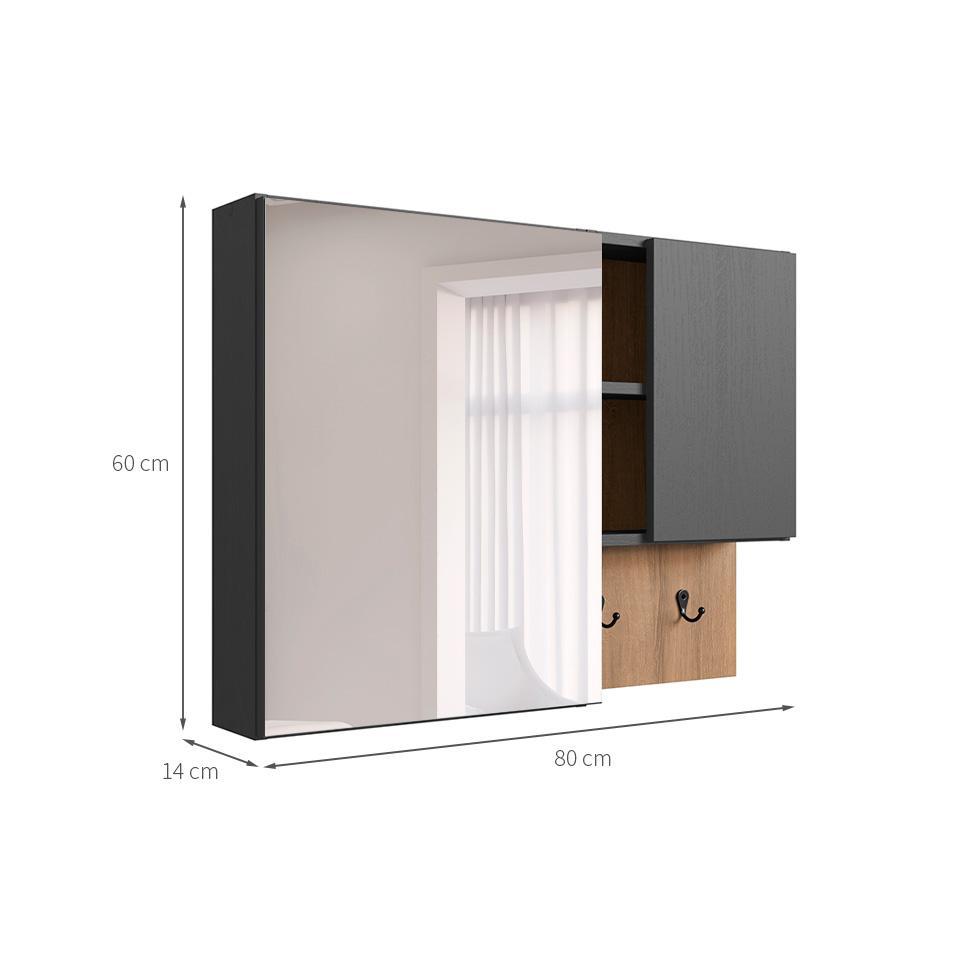 Armário de Banheiro com Espelho Berti 2 PT Mel e Grafite - 3