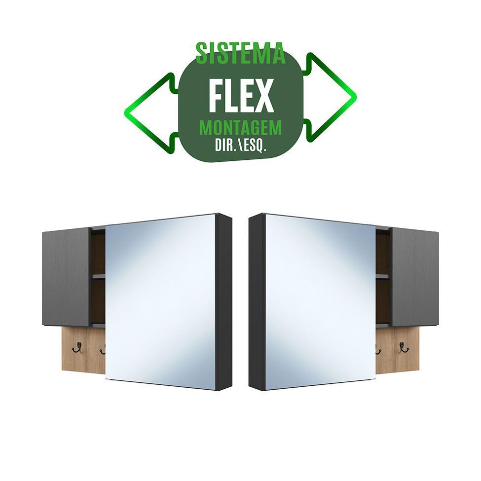 Armário de Banheiro com Espelho Berti 2 PT Mel e Grafite - 4