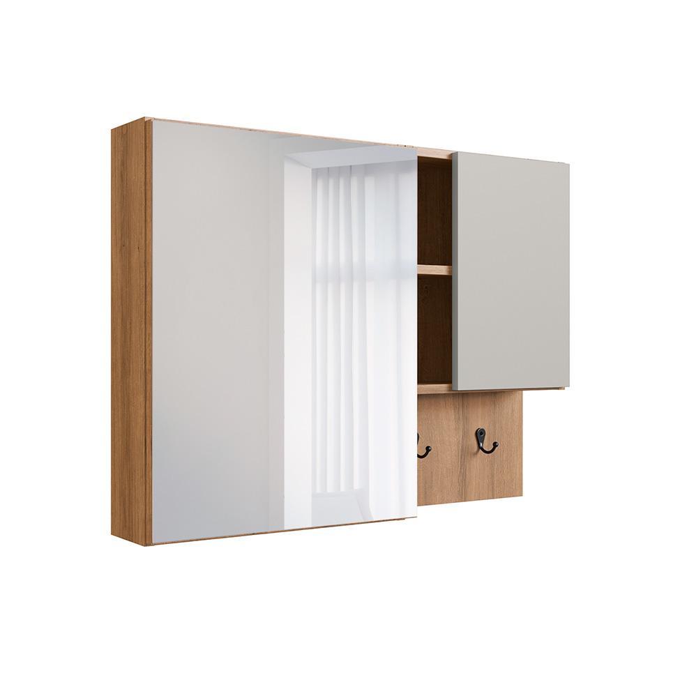 Armário de Banheiro com Espelho Berti 2 PT Mel e Arenas - 1