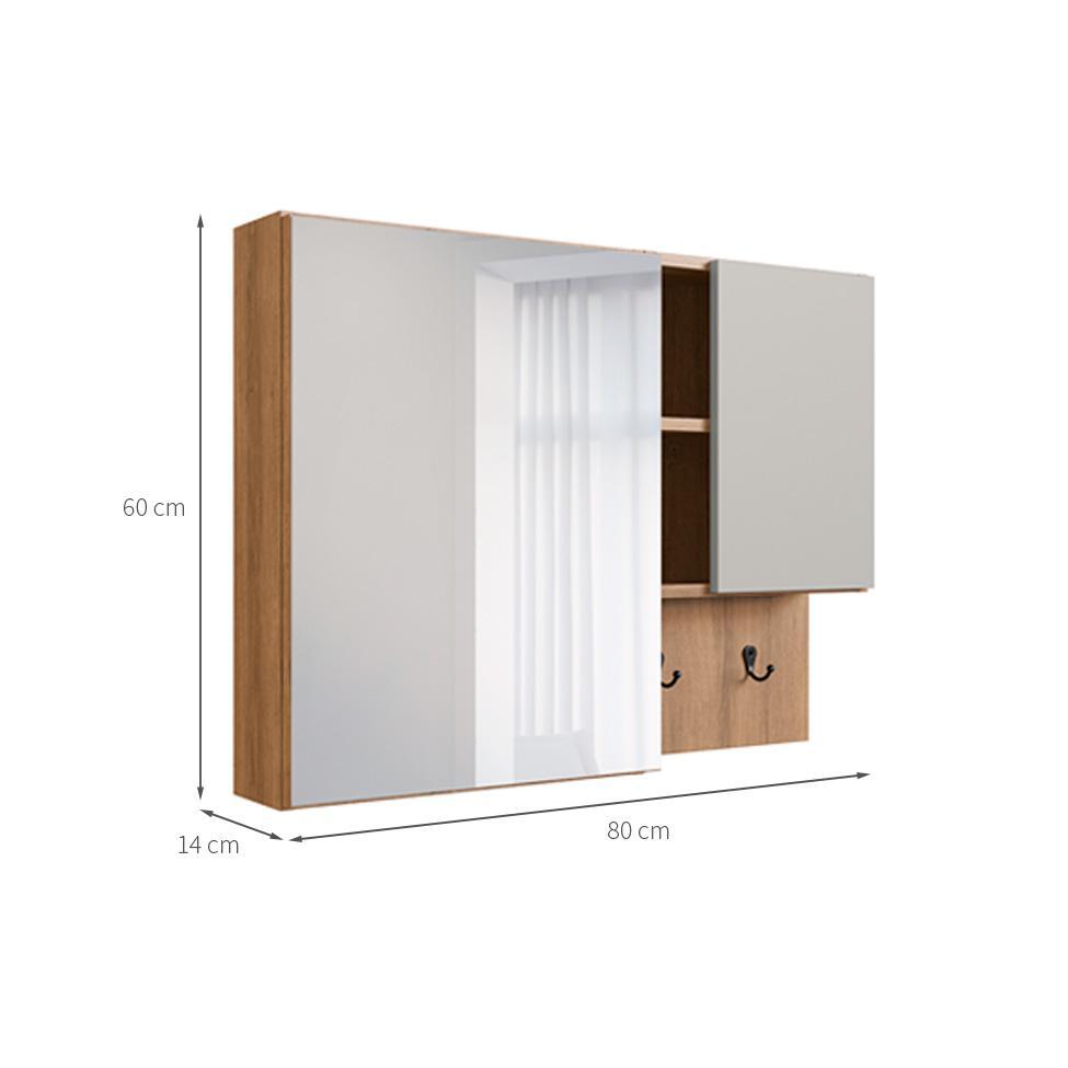 Armário de Banheiro com Espelho Berti 2 PT Mel e Arenas - 3