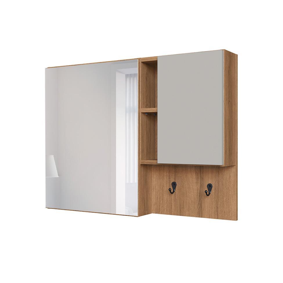 Armário de Banheiro com Espelho Berti 2 PT Mel e Arenas - 6