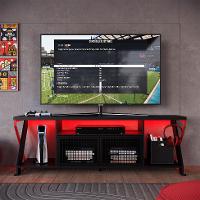 Rack Gamer para TV até 60 Polegadas Linus com LED 2 PT Preto e Vermelho - 1