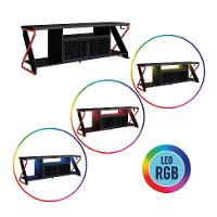 Rack Gamer para TV até 60 Polegadas Linus com LED 2 PT Preto e Vermelho - 2