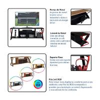 Rack Gamer para TV até 60 Polegadas Linus com LED 2 PT Preto e Vermelho - 8