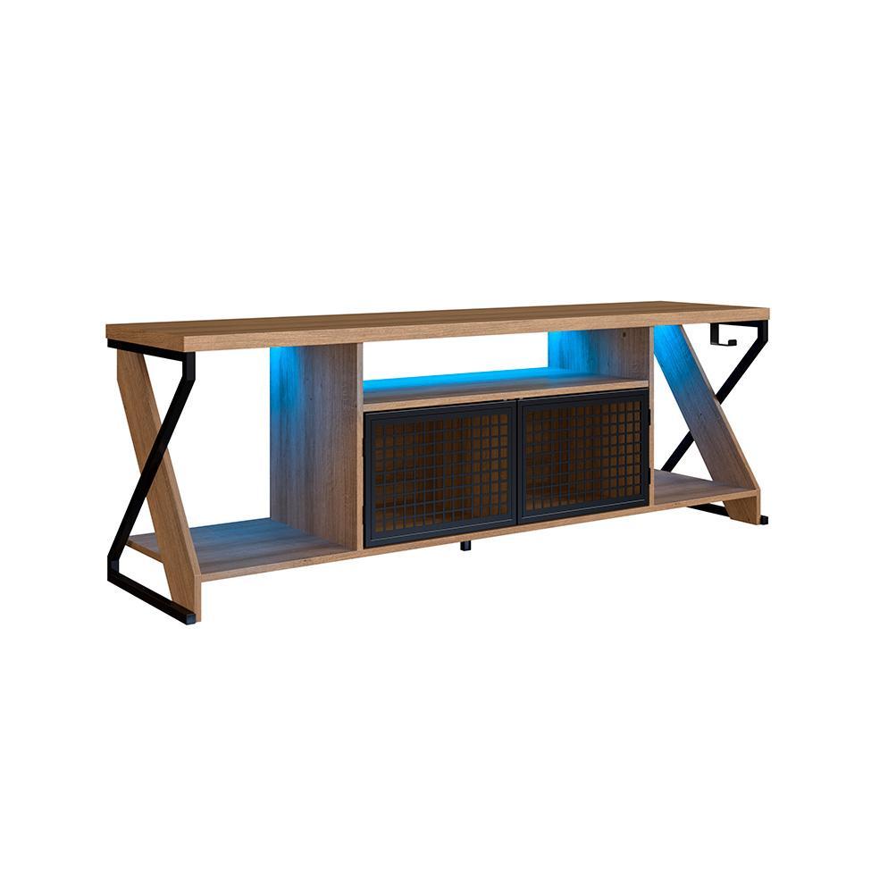 Rack Gamer para TV até 60 Polegadas Linus com LED 2 PT Mel e Preto - 8