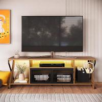 Rack Gamer para TV até 60 Polegadas Linus com LED 2 PT Mel e Preto