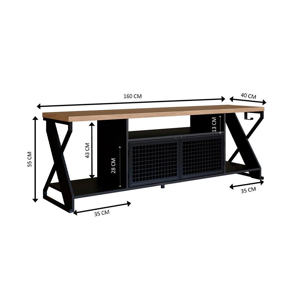 Rack Gamer para TV até 60 Polegadas Linus com LED 2 PT Preto e Mel - 3
