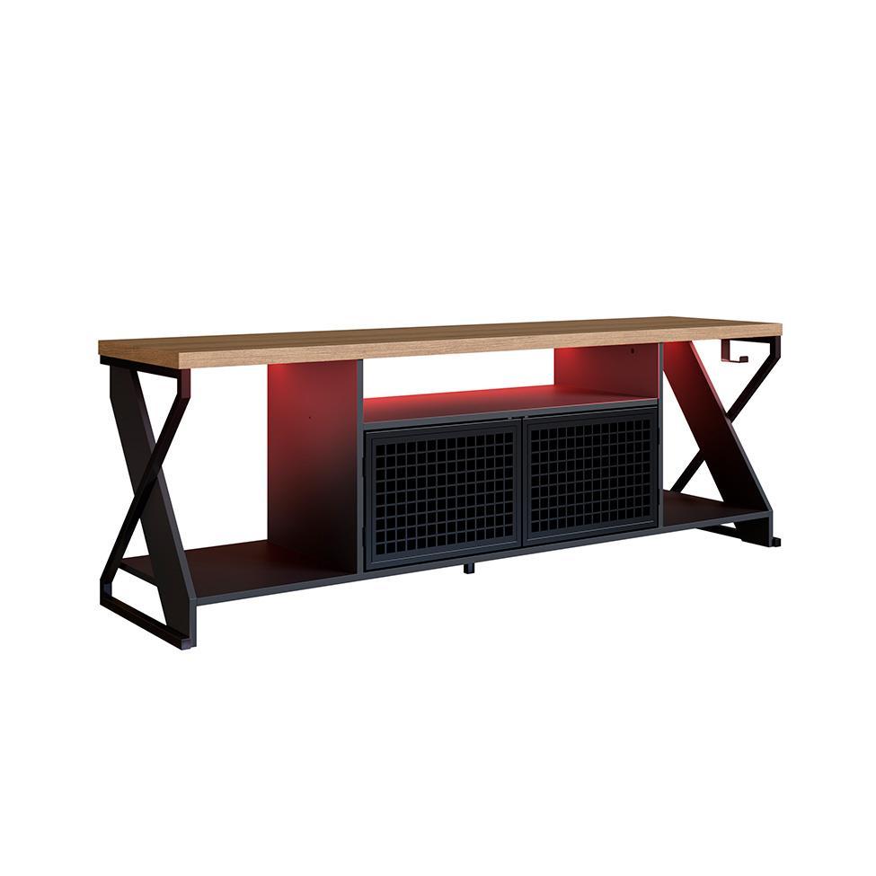 Rack Gamer para TV até 60 Polegadas Linus com LED 2 PT Preto e Mel - 7