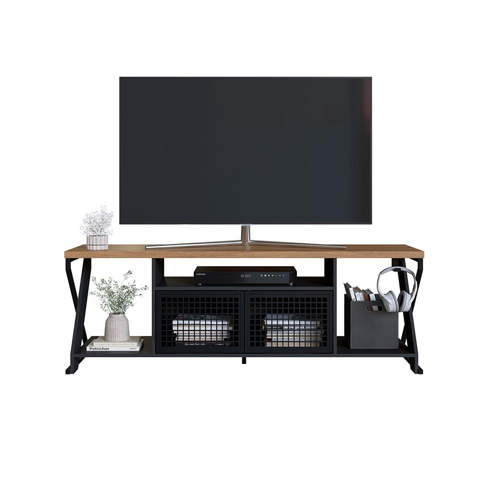Rack Gamer para TV até 60 Polegadas Linus com LED 2 PT Preto e Mel - 8