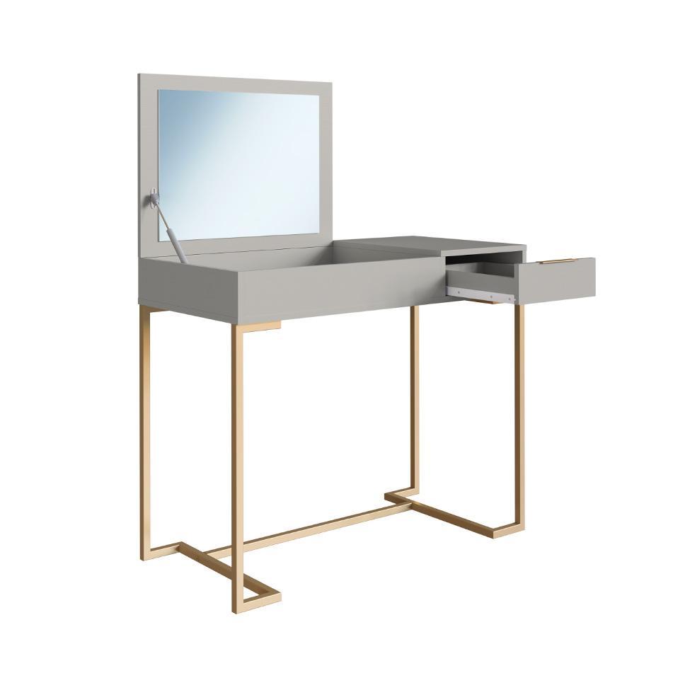 Penteadeira com Espelho Amélia 1 PT 1 GV Arenas e Champagne - 4