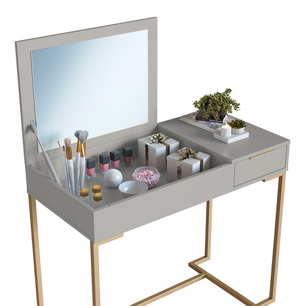 Penteadeira com Espelho Amélia 1 PT 1 GV Arenas e Champagne - 6