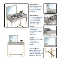 Penteadeira com Espelho Amélia 1 PT 1 GV Arenas e Champagne - 7