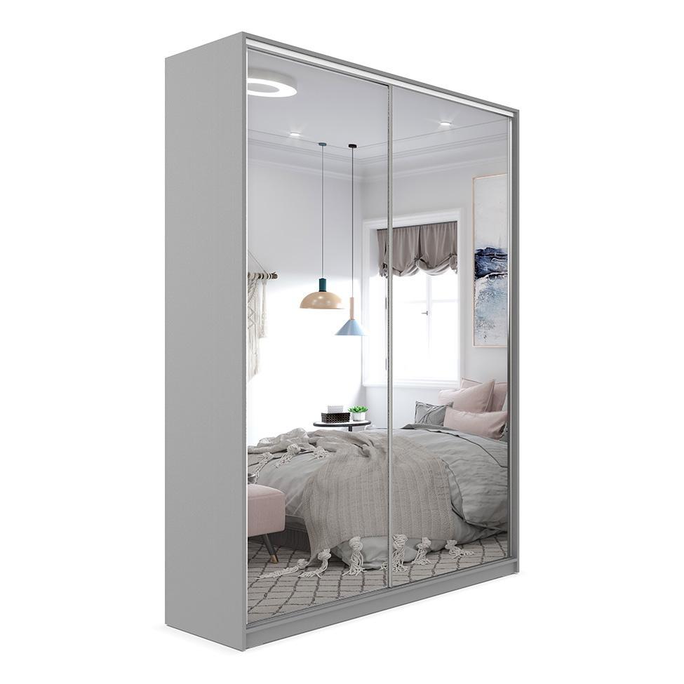 Guarda-Roupa Solteiro com 2 Espelhos Zermatt 100% MDF 2 PT 3 GV Cinza - 7