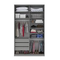 Guarda-Roupa Solteiro com 2 Espelhos Zermatt 100% MDF 2 PT 3 GV Cinza - 2