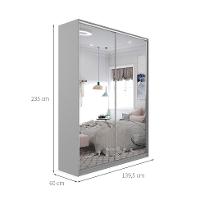 Guarda-Roupa Solteiro com 2 Espelhos Zermatt 100% MDF 2 PT 3 GV Cinza - 3