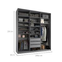 Guarda-Roupa Closet Sion 100% MDF 3 GV Cinza 209 cm - 3