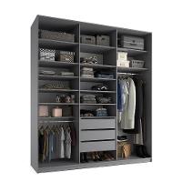 Guarda-Roupa Closet Sion 100% MDF 3 GV Cinza 209 cm - 8