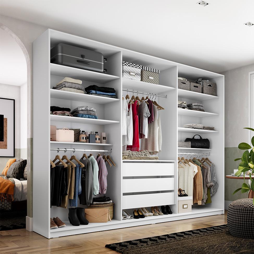 Guarda-Roupa Closet Monreale 100 % MDF 3 GV Branco 237 cm - 1