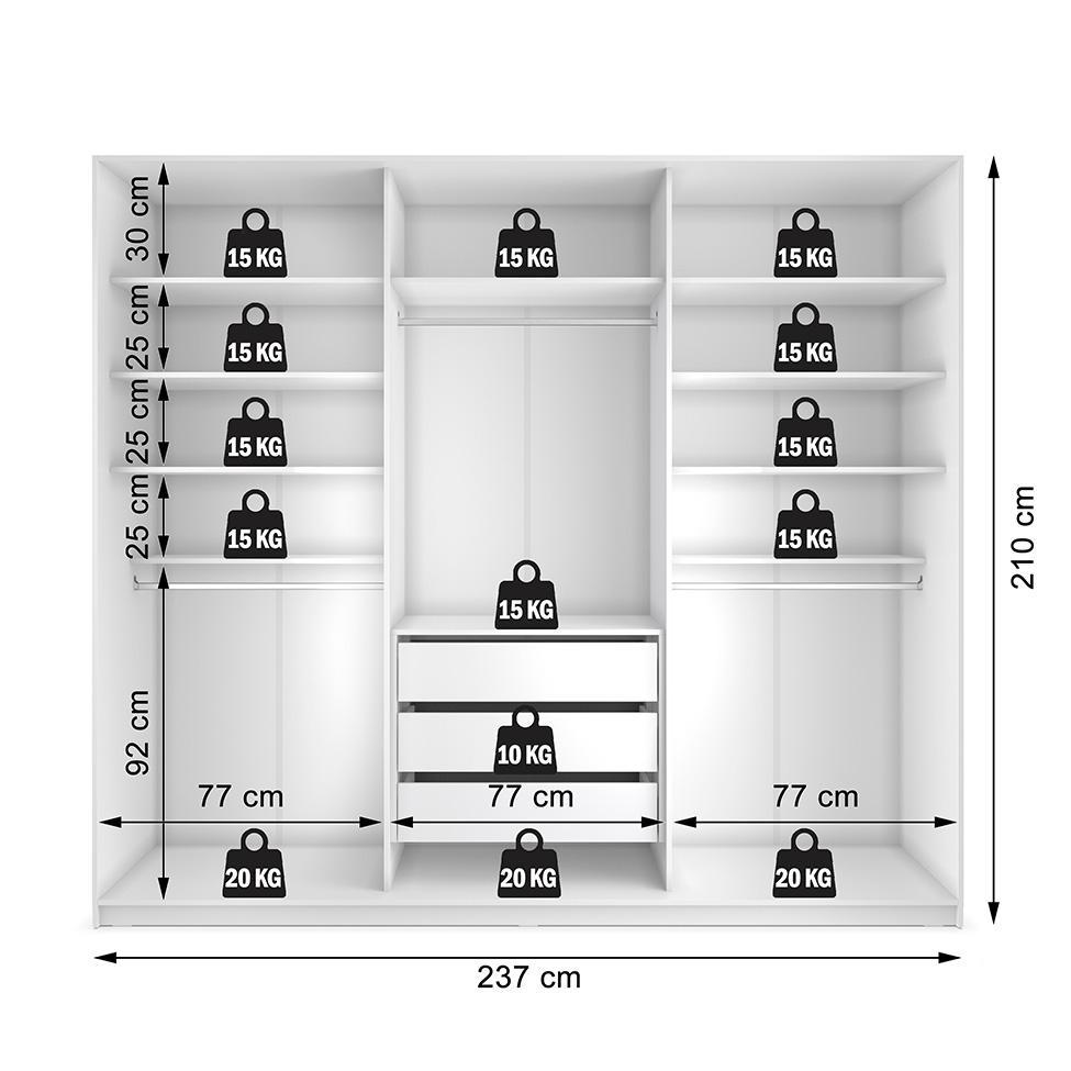 Guarda-Roupa Closet Monreale 100 % MDF 3 GV Branco 237 cm - 4