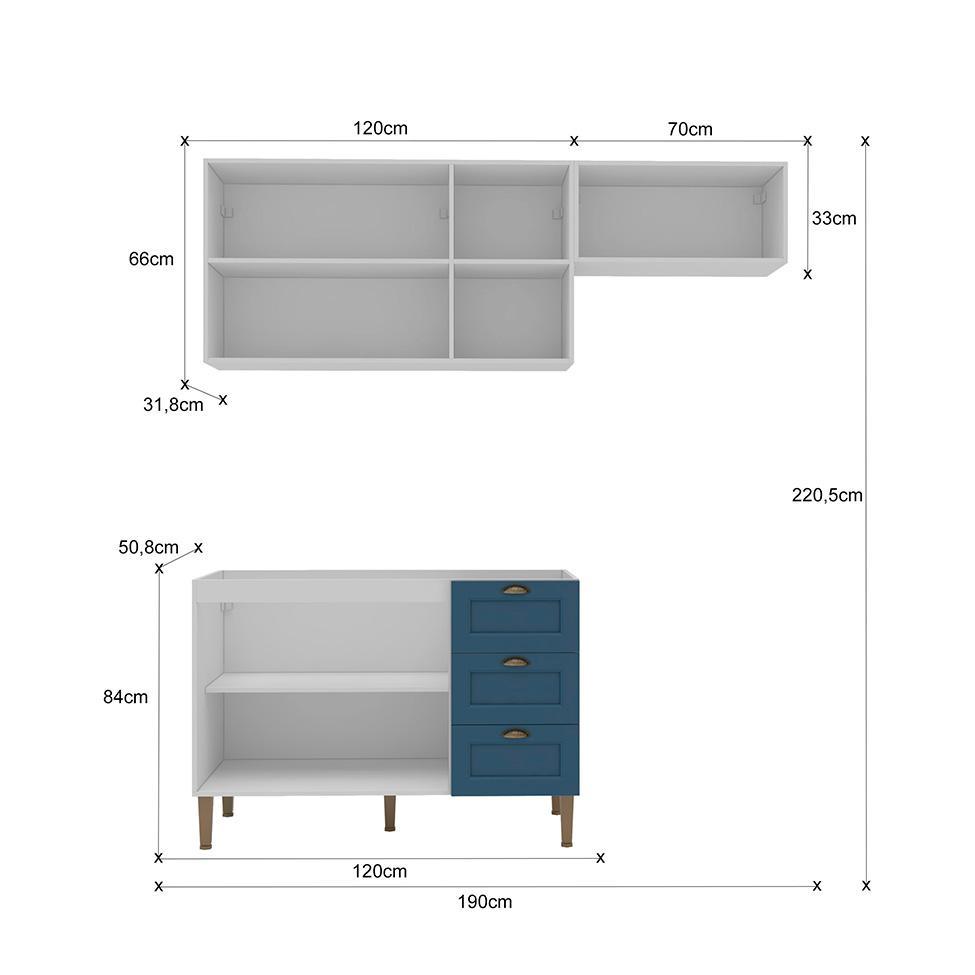 Cozinha Compacta Lavanda 6 PT 3 GV Azul e Branco - 3