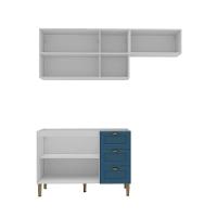 Cozinha Compacta Lavanda 6 PT 3 GV Azul e Branco