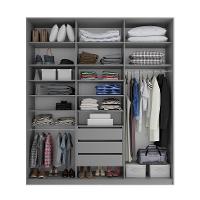 Guarda-Roupa Casal com 1 Espelho Zemartt 100% MDF 3 PT 3 GV Cinza - 2