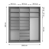 Guarda-Roupa Casal com 1 Espelho Zemartt 100% MDF 3 PT 3 GV Cinza