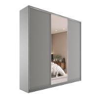 Guarda-Roupa Casal com 1 Espelho Zemartt 100% MDF 3 PT 3 GV Cinza - 8