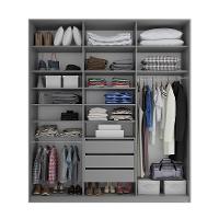 Guarda-Roupa Casal com 3 Espelhos Zemartt 100% MDF 3 PT 3 GV Cinza - 2