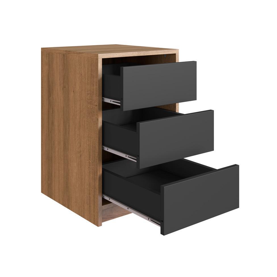 Gaveteiro Atlas 3 GV Mel e Preto - 3